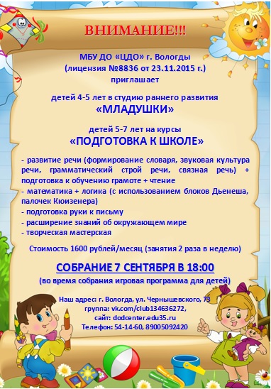 младушки и поготовка к школе